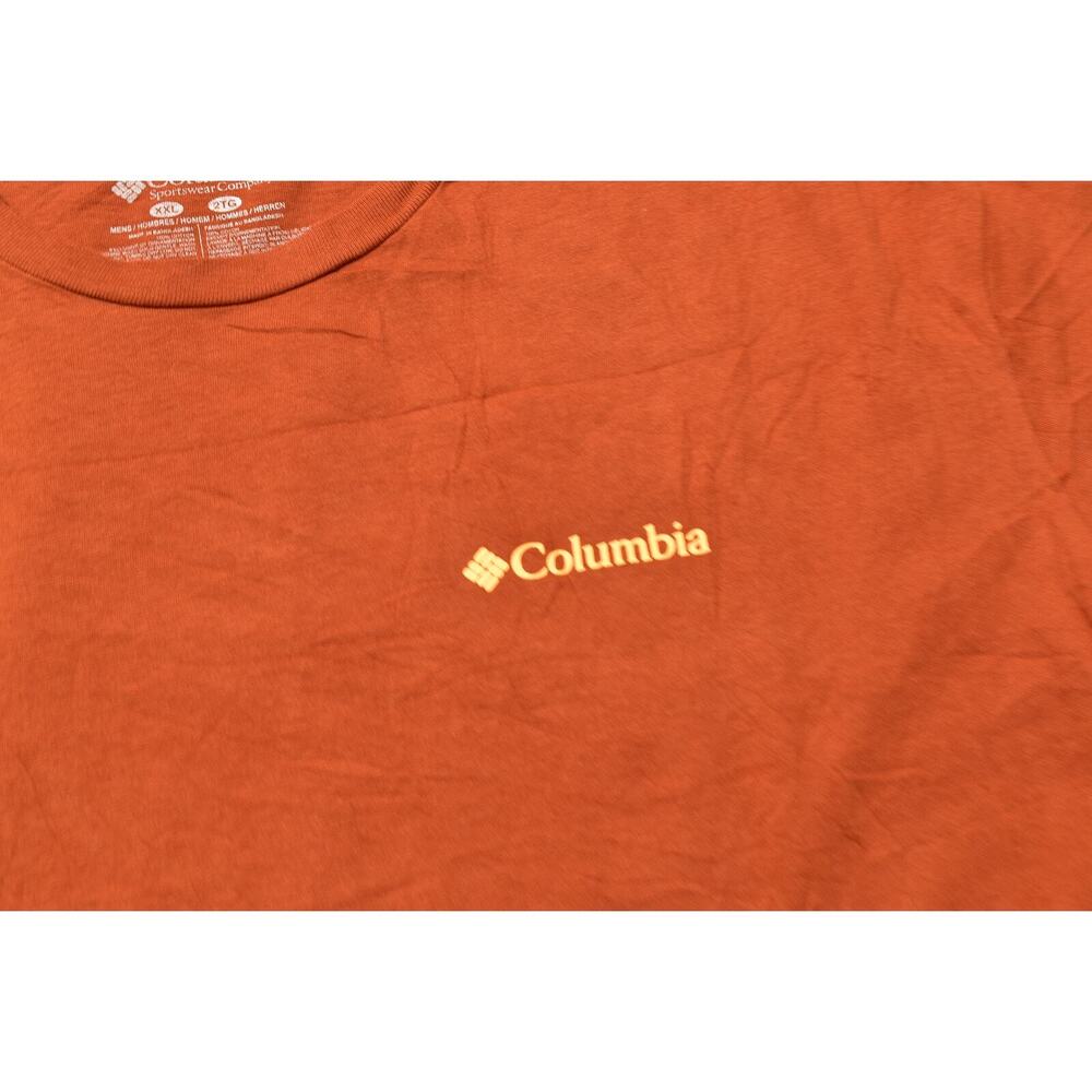 Columbia Men's 2XL Orange Cotton T-Shirt Crew Neck Short Sleeve Solid - Picture 3 of 8